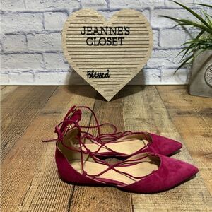 J. Crew Suede Lace-Up Pointed Toe Flats